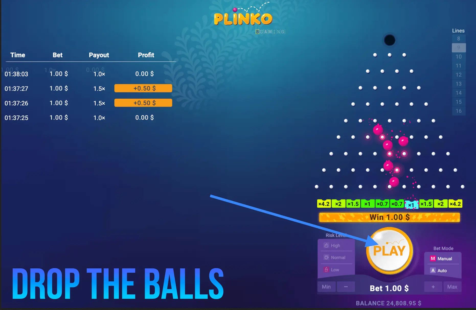 Drop the Plinko Balls